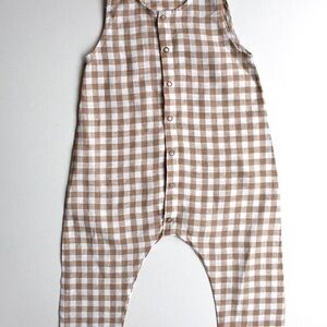 Brown and White Checkered Sleeveless Jumpsuit SIMPLE FOLK size 8/9